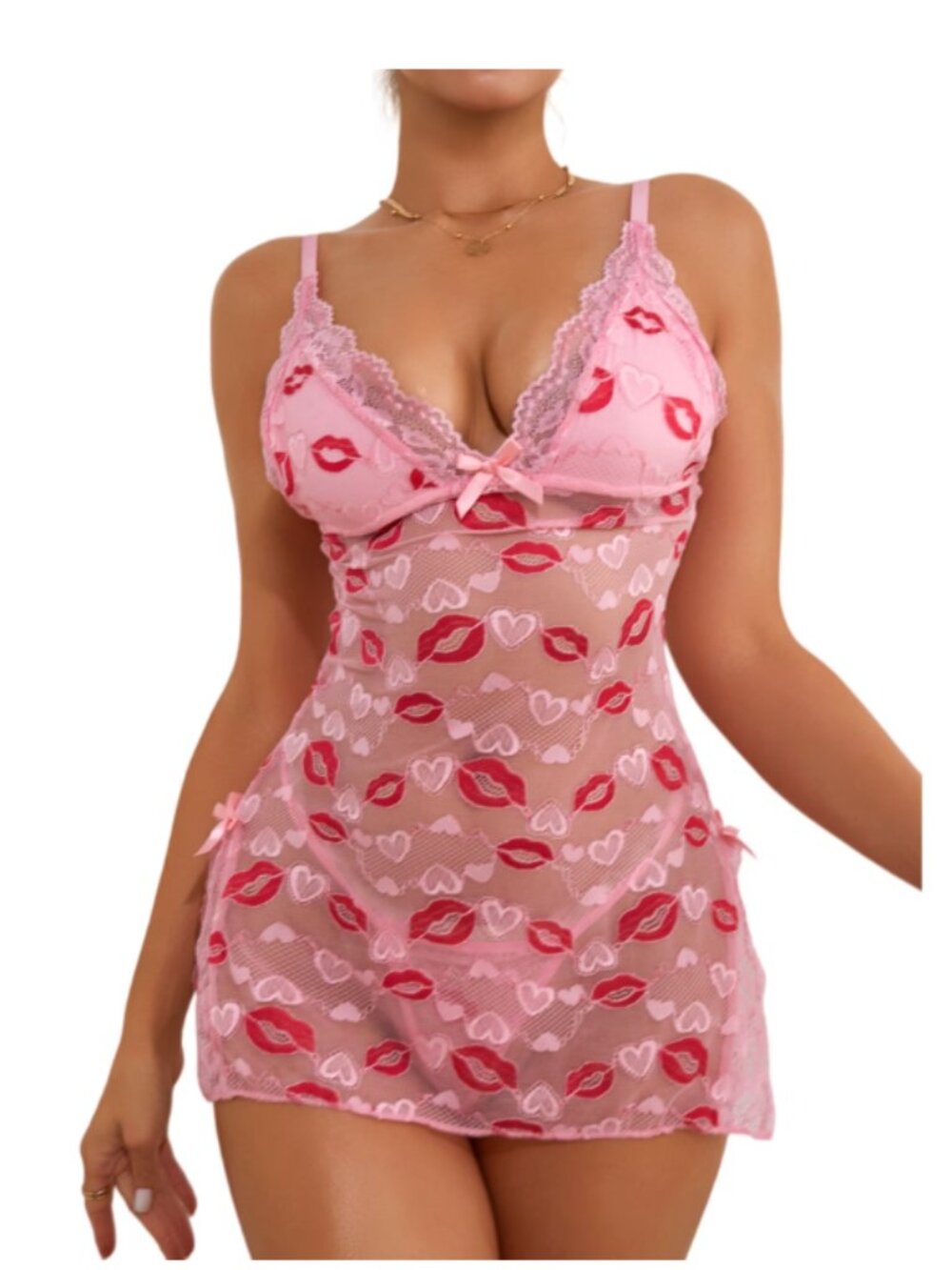 Sexy Baby doll With Thongs Lingerie Sets Sleeveless Short Nightdress Lace XL